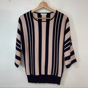 89th & Madison Womans  Sweater Medium  Pink Blue Stripe Dolman Sleeve Soft